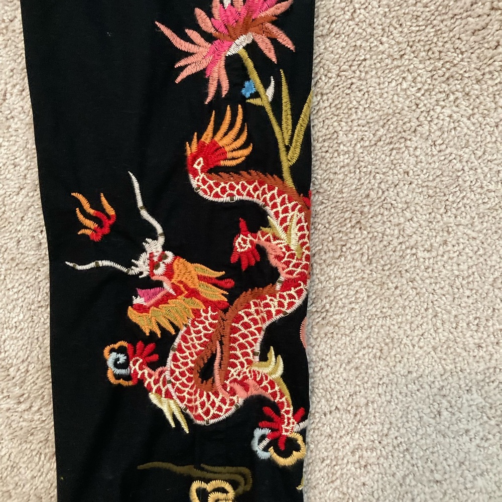 Johnny Was dragon embroidered black pants - Picture 3 of 8